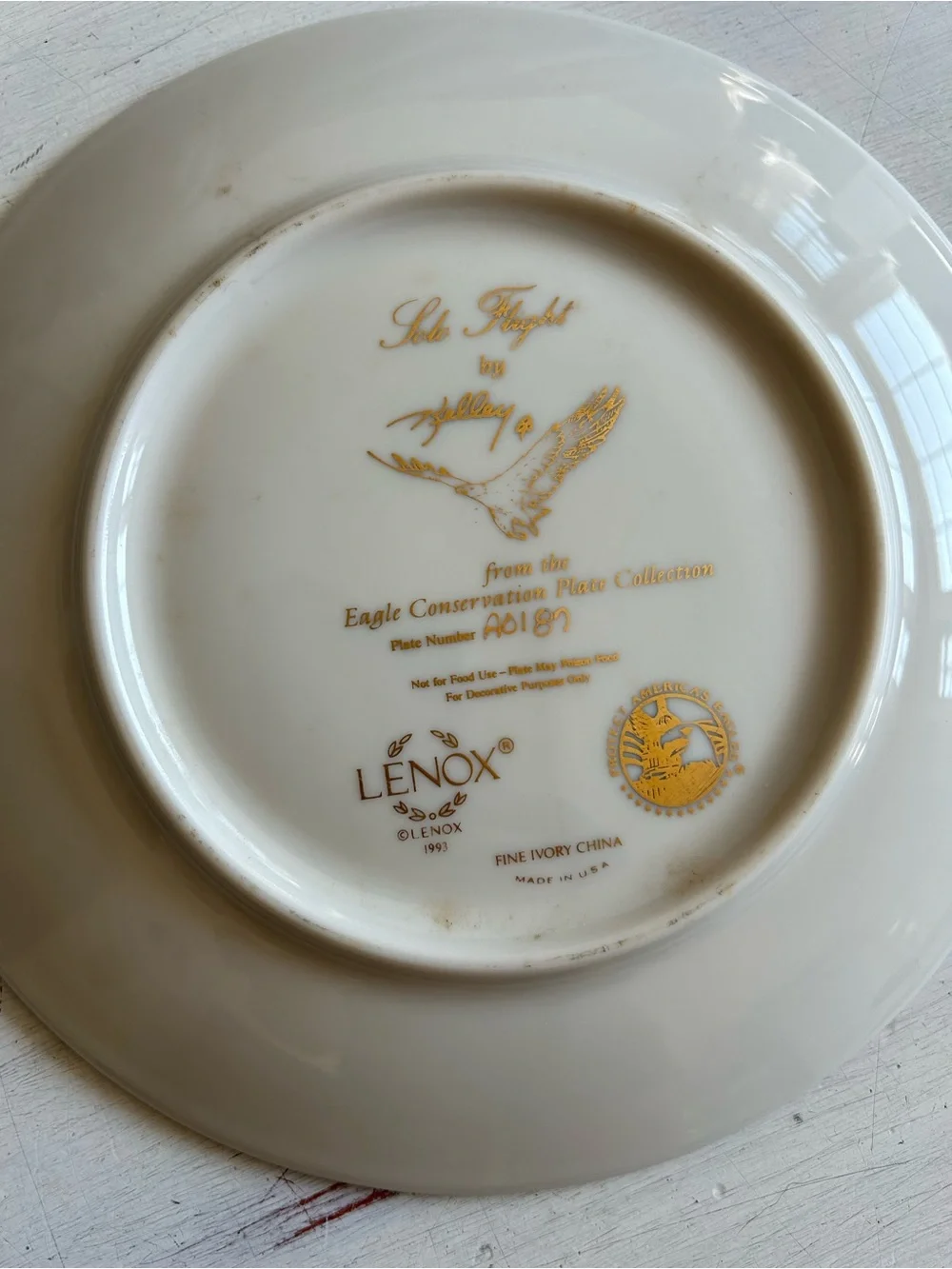 Lenox Gold-Trim Solo Flight Bald Eagle Mountain Collectible Wall Plate